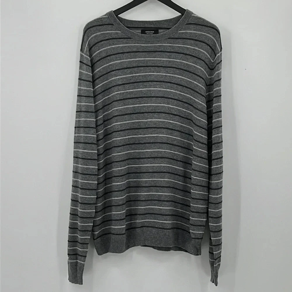 Nordstrom Men's Shop Wool Blend Striped Crewneck Sweater - NWOT - Size 2XL